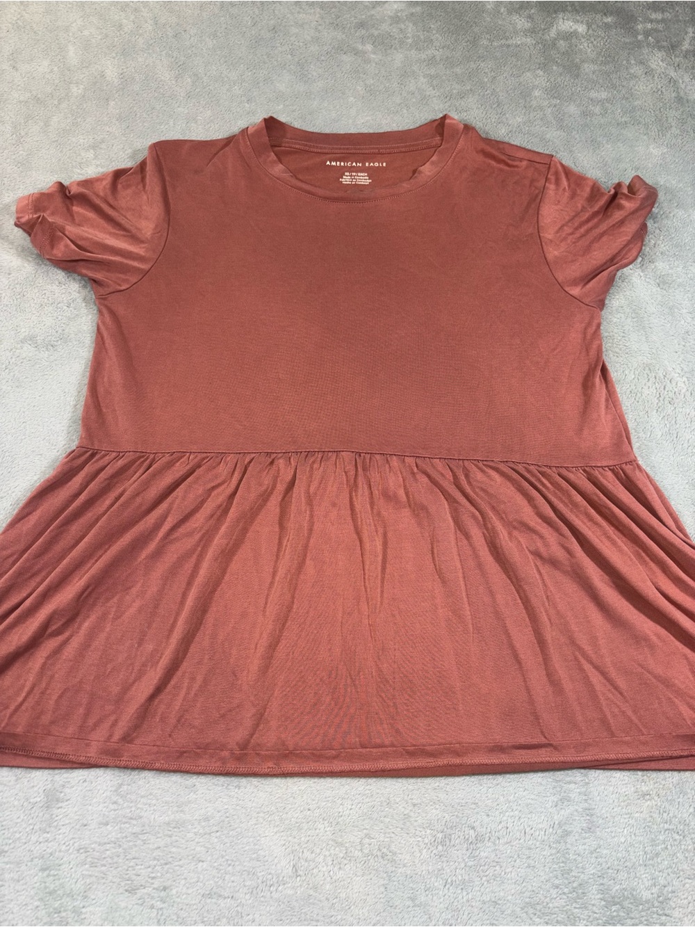 American Eagle Rust Peplum Short Sleeve Tee - Size XS